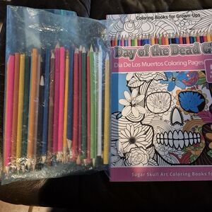 Day of the Dead GIRLS Coloring Book with 75 Colored Pencils